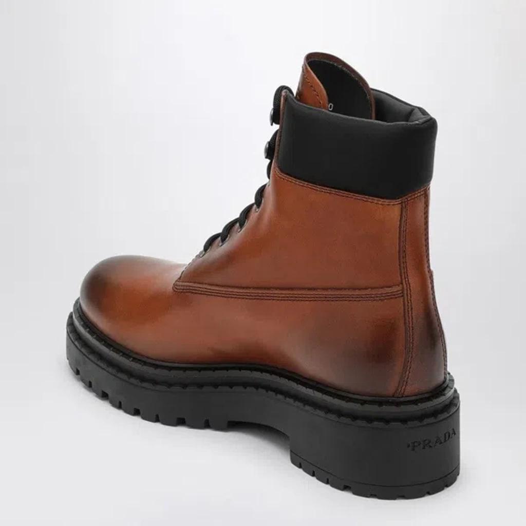 PRADA Leather Ankle Boots In Brown Product Image