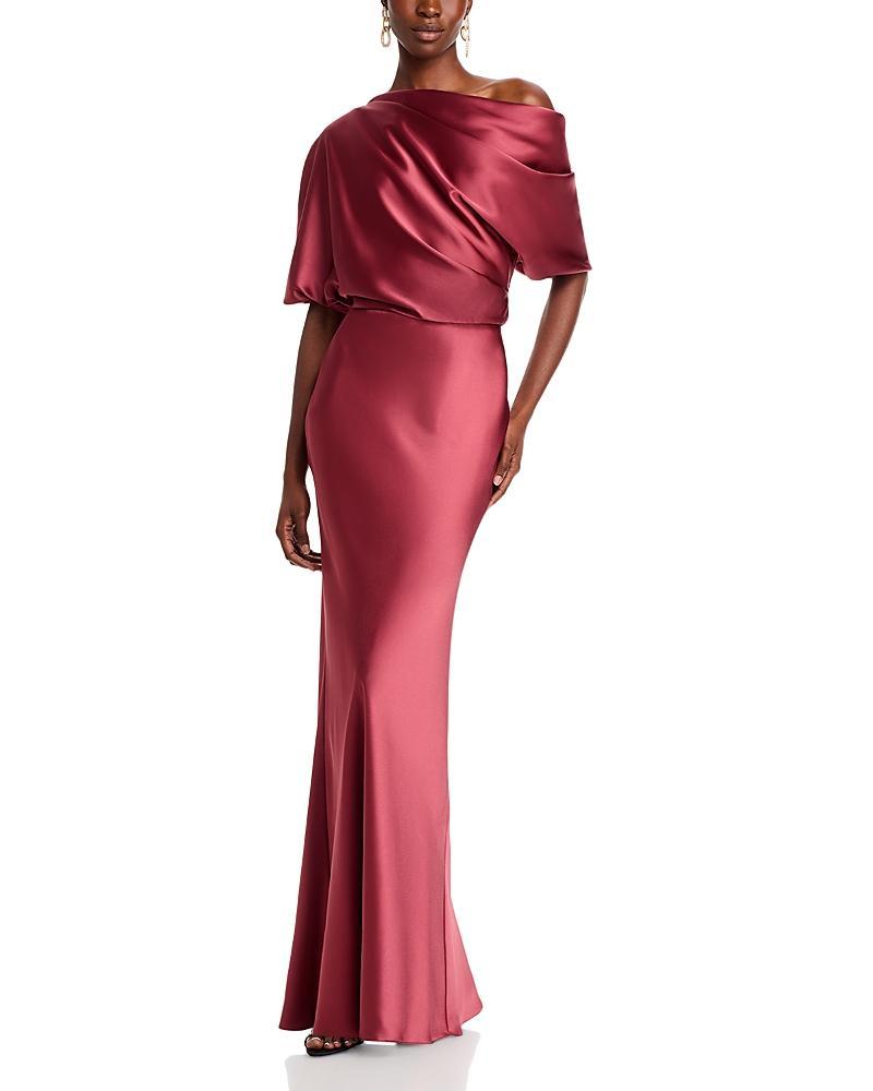 Womens Satin One-Shoulder Gown Product Image