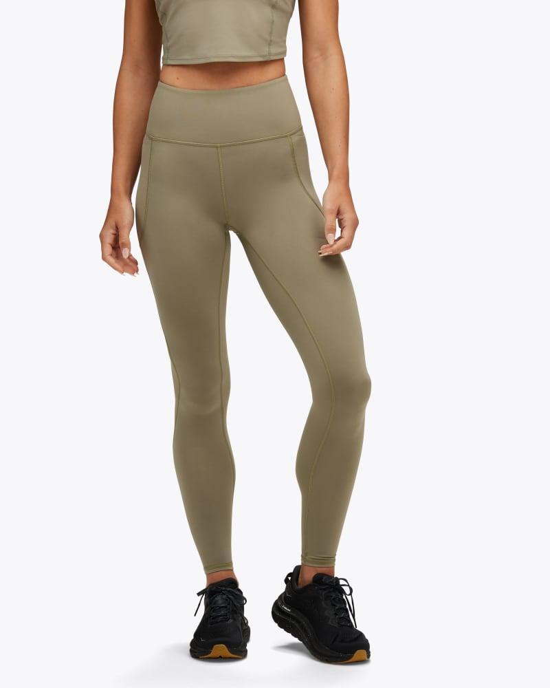 HOKA Womens Elaro Knit Tights 27 in Olive Haze, Size XS Product Image