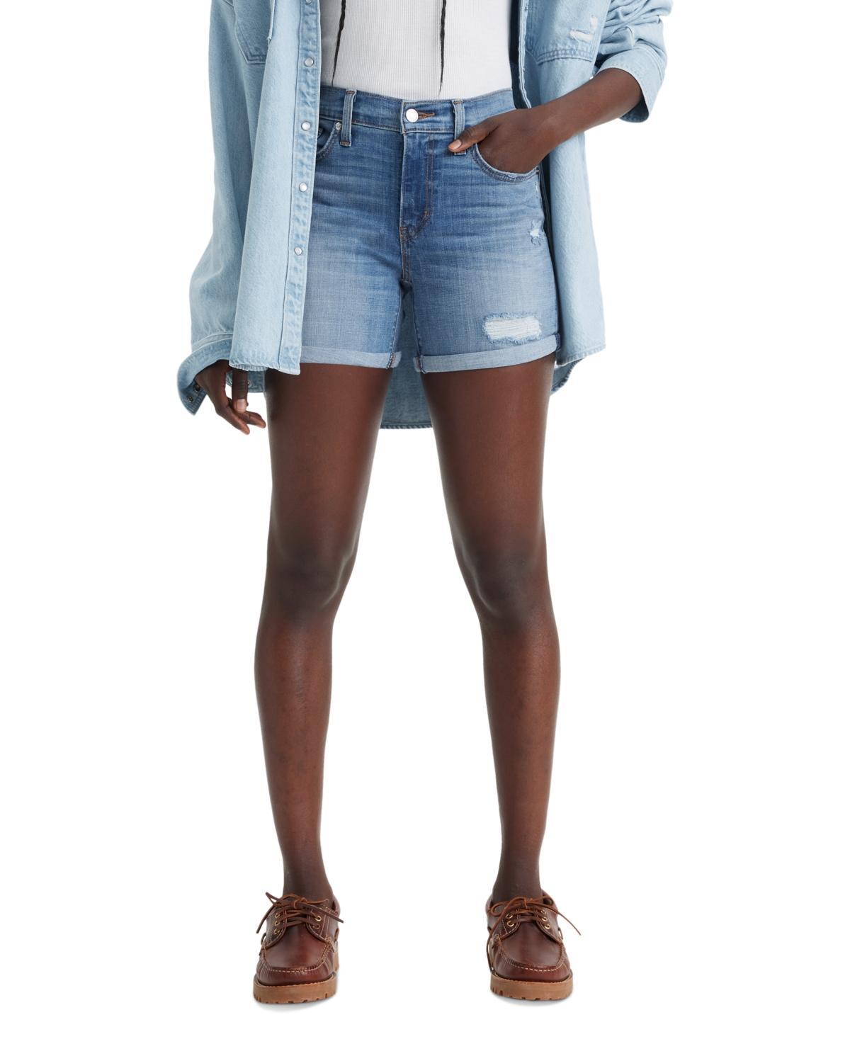 Levis Mid Rise Update Cuffed Hem Stretch Denim Shorts Product Image