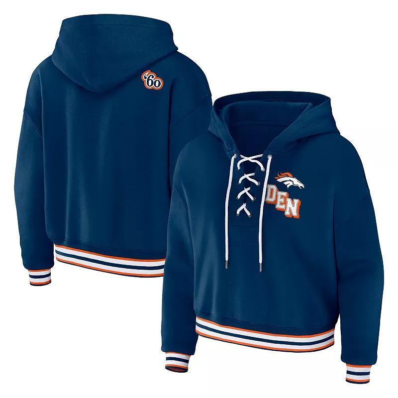 Womens WEAR by Erin Andrews Royal New York Giants Plus Size Lace-Up Pullover Hoodie Product Image