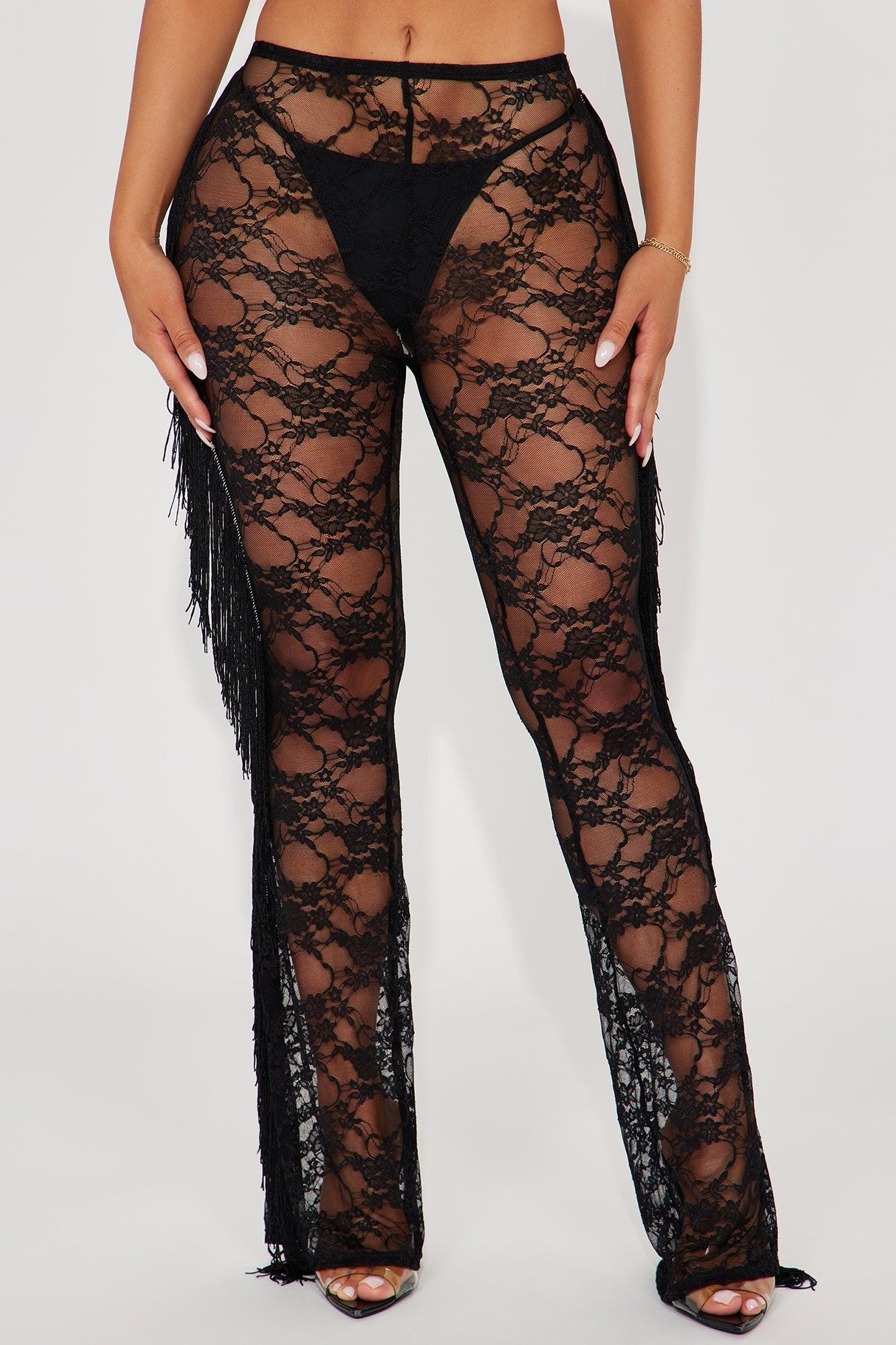 About Last Night Lace Flare Pant - Black Product Image