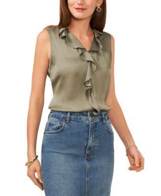 Women's V-Neck Ruffled Sleeveless Top Product Image