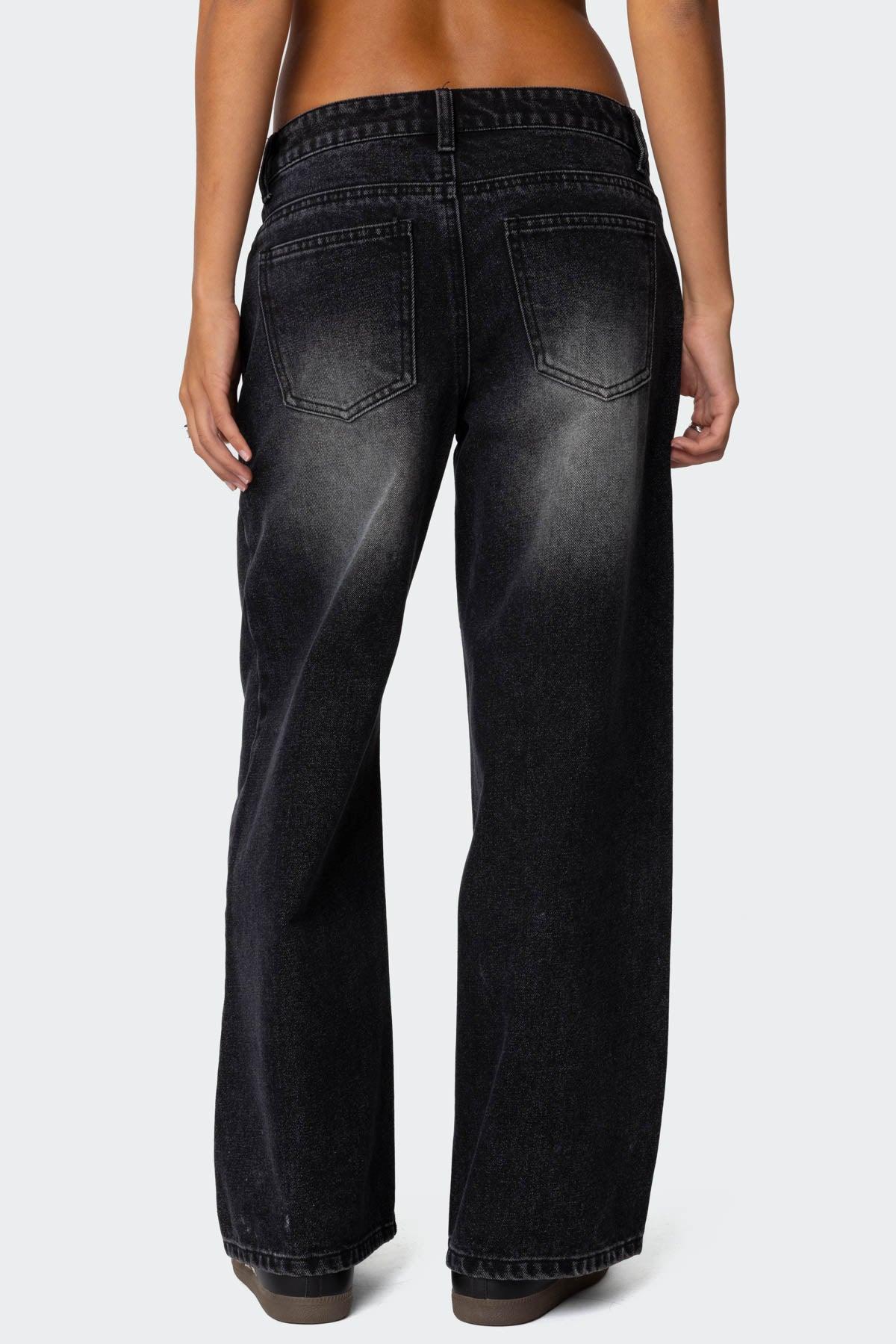 Petite Magda Low Rise Acid Wash Jeans Product Image