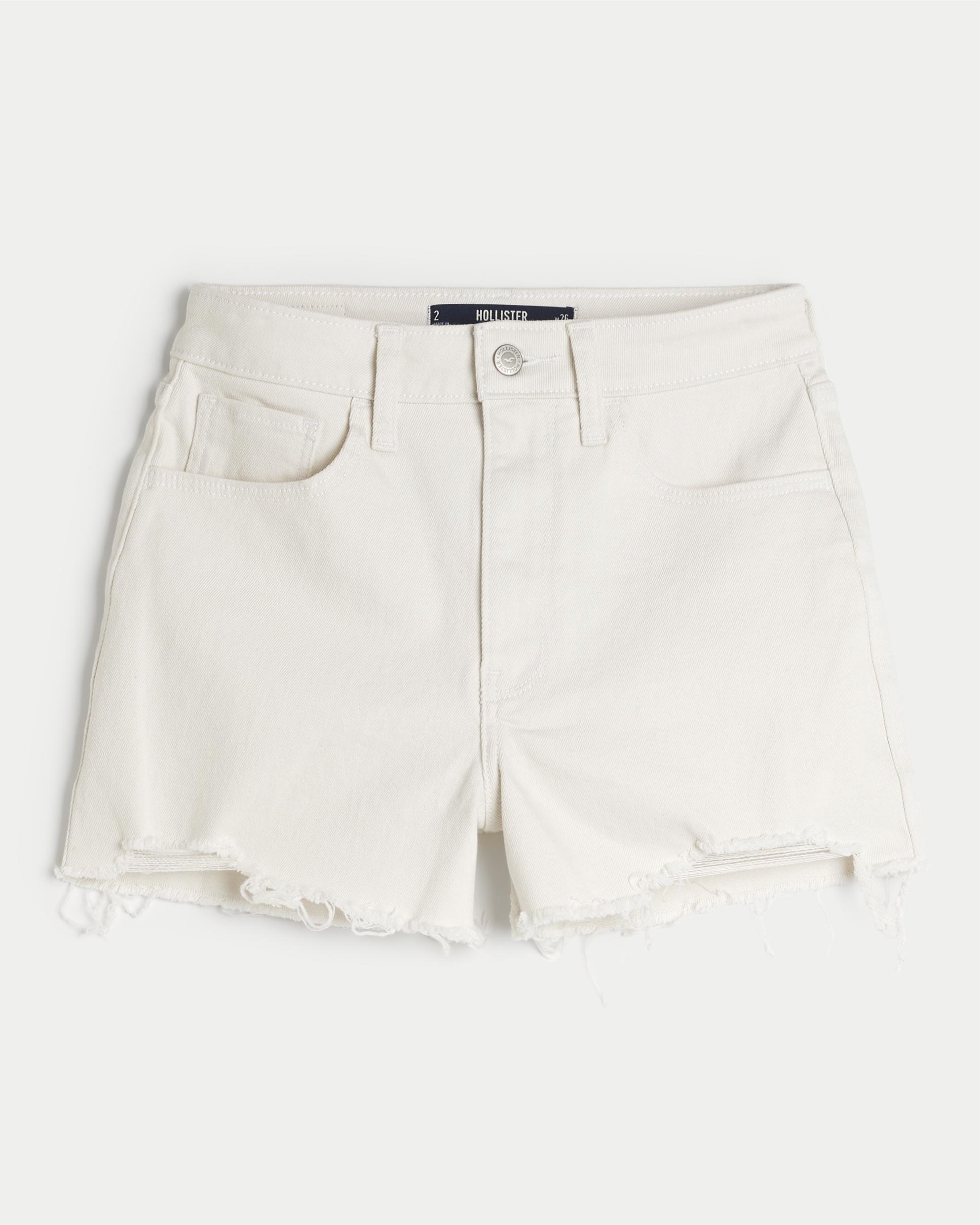 Ultra High-Rise White Denim Mom Shorts Product Image