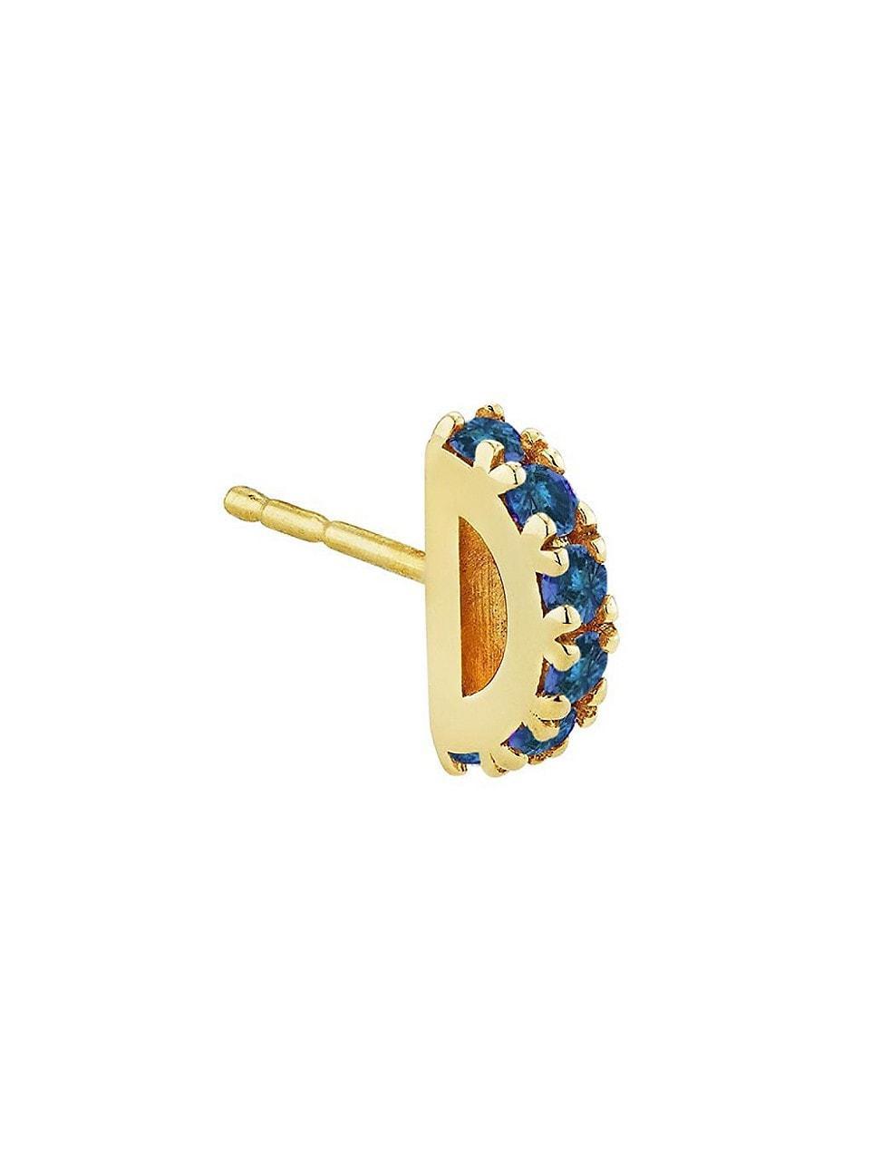 Womens Coup De Coeur 14K Yellow Gold & Blue Sapphire Half-Circle Stud Earring Product Image