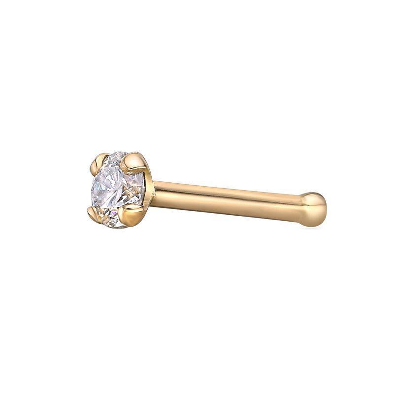 Lila Moon 14k Gold Diamond Accent 18 Gauge Straight Nose Ring Stud, Womens Product Image