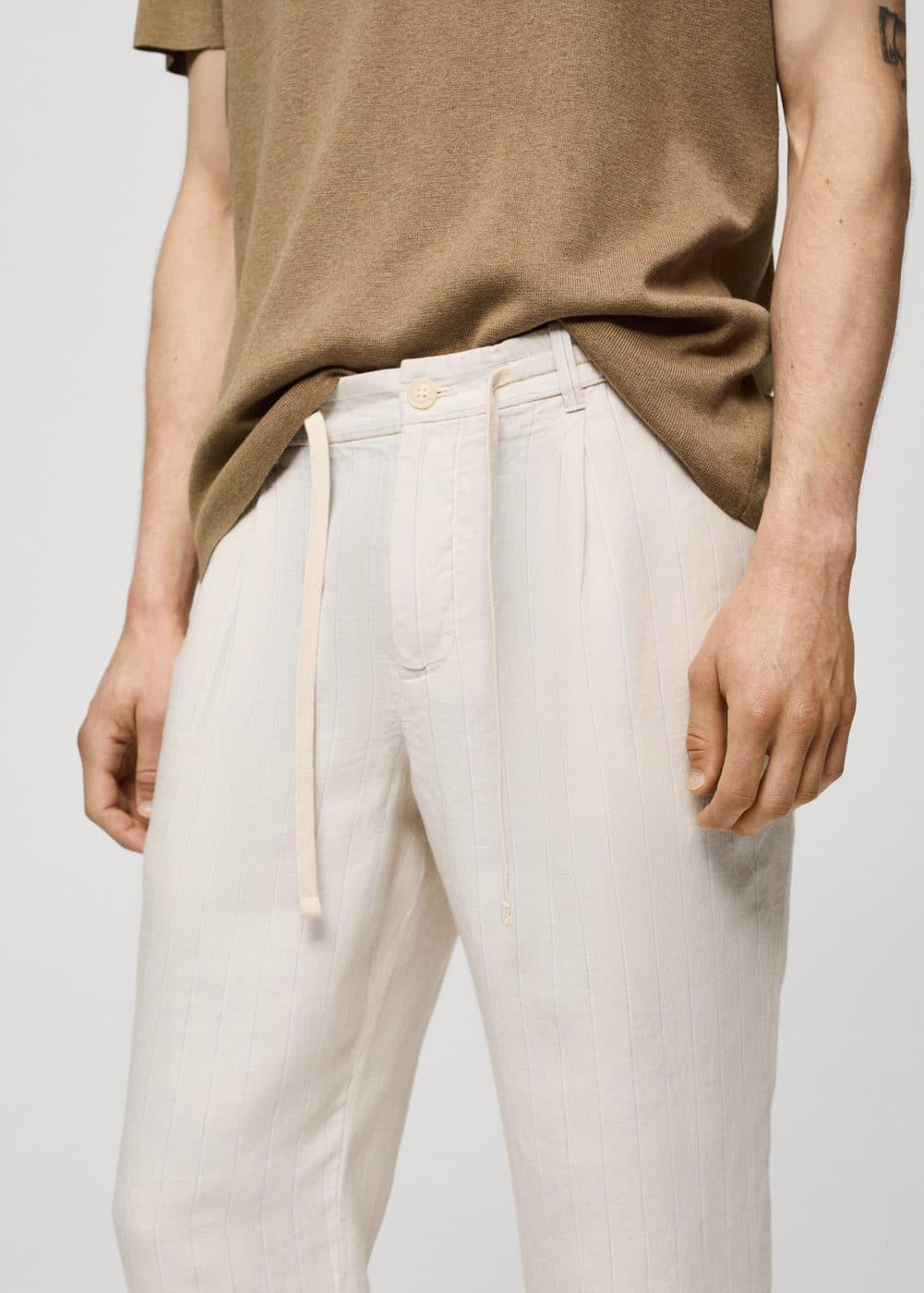 Mango Mens Drawstring Detail Striped Pants Product Image