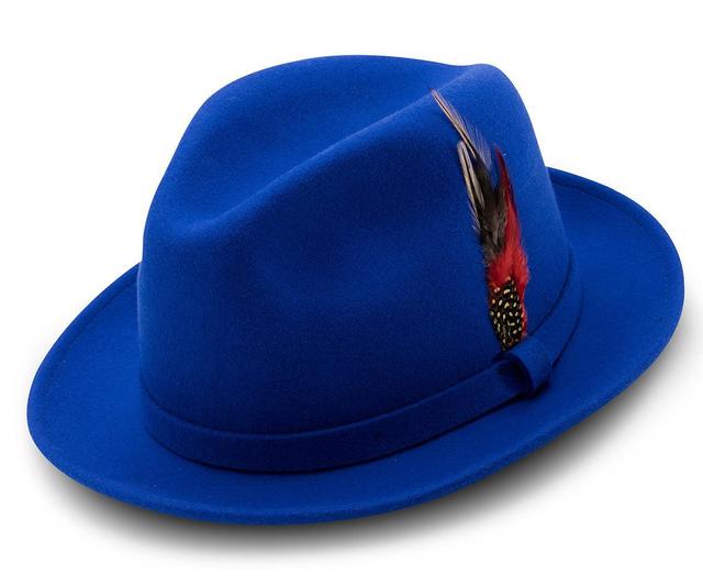 Royal Blue Dress Hat Center Crease Stingy Snap Brim Product Image