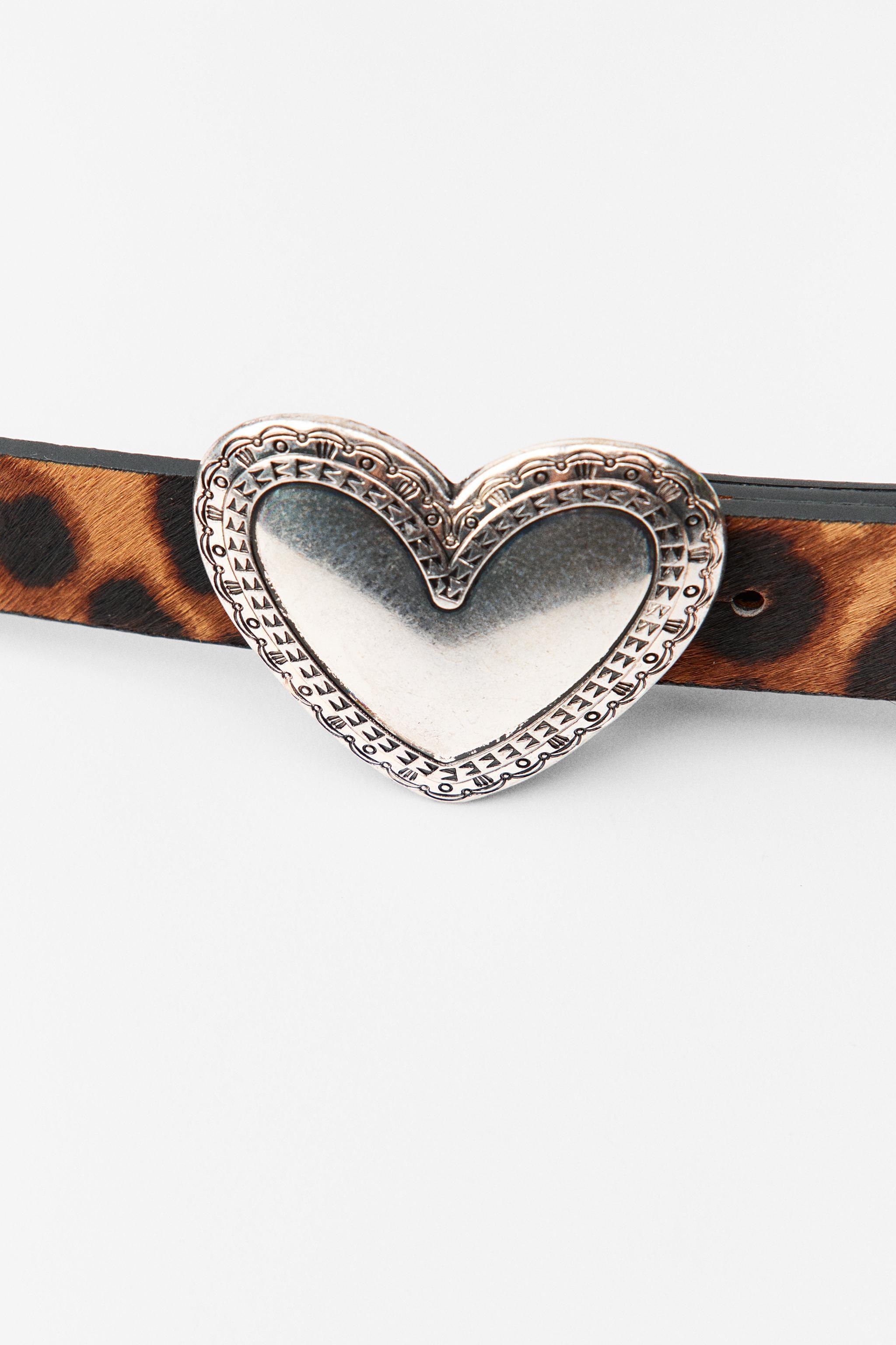 ANIMAL PRINT HEART LEATHER BELT Product Image