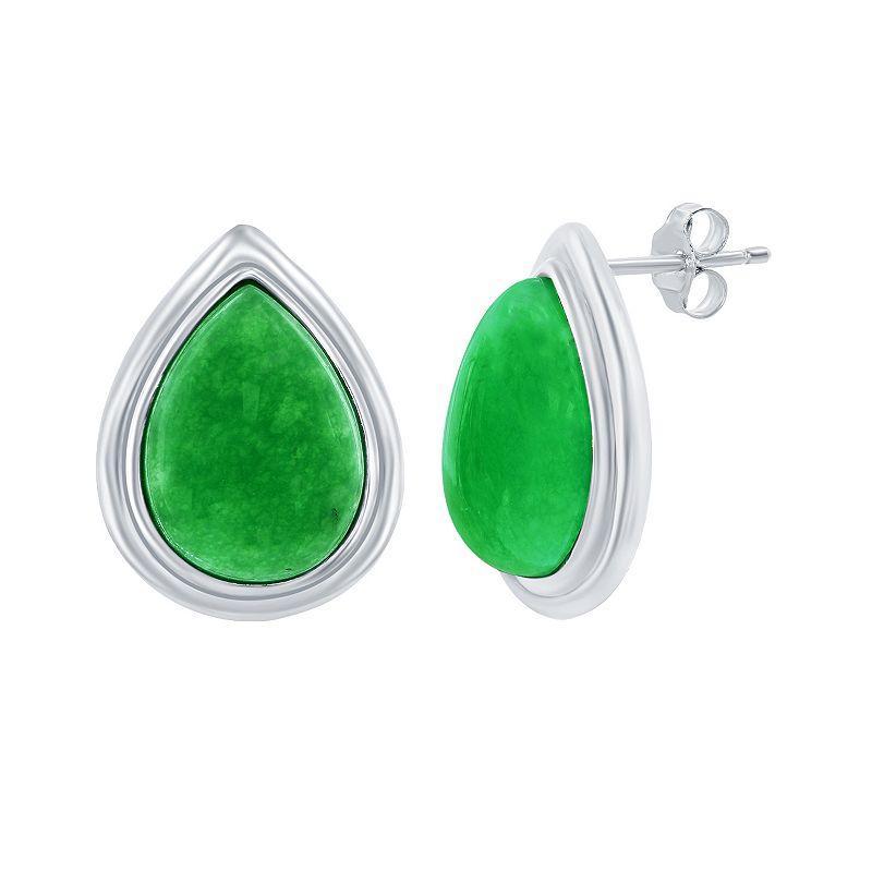 Argento Bella Sterling Silver Green Quartz Pear-Shaped Stud Earrings, Womens Product Image