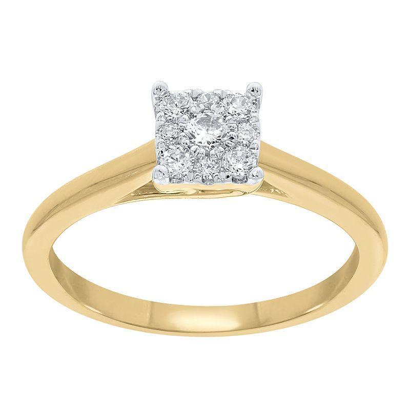 10k Gold 1/4 Carat T.W. IGI Certified Diamond Cluster Promise Ring, Womens Product Image