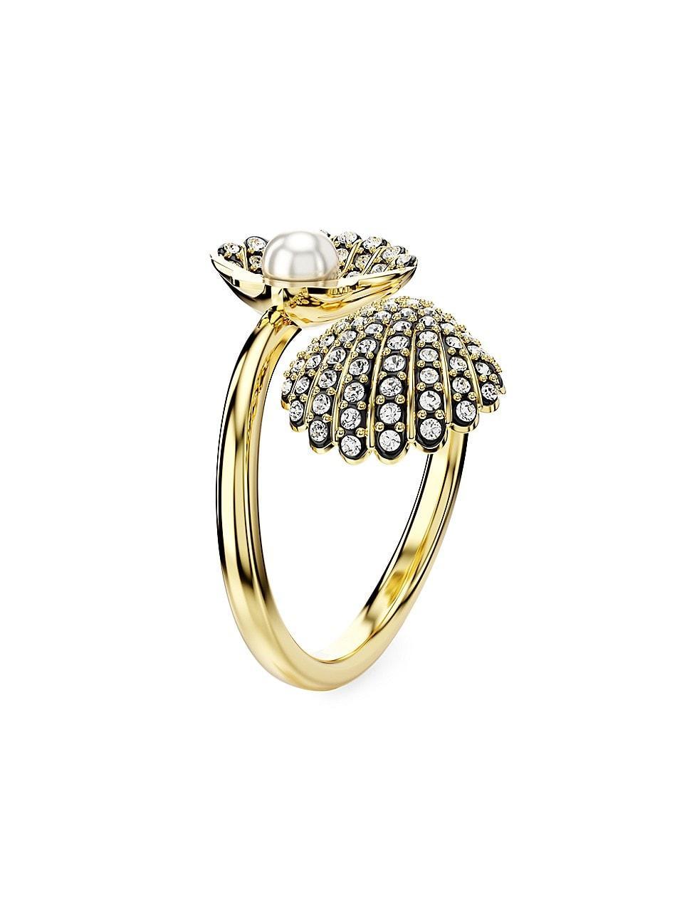 Womens Idyllia Goldtone, Crystal & Imitation Pearl Shell Wraparound Ring Product Image