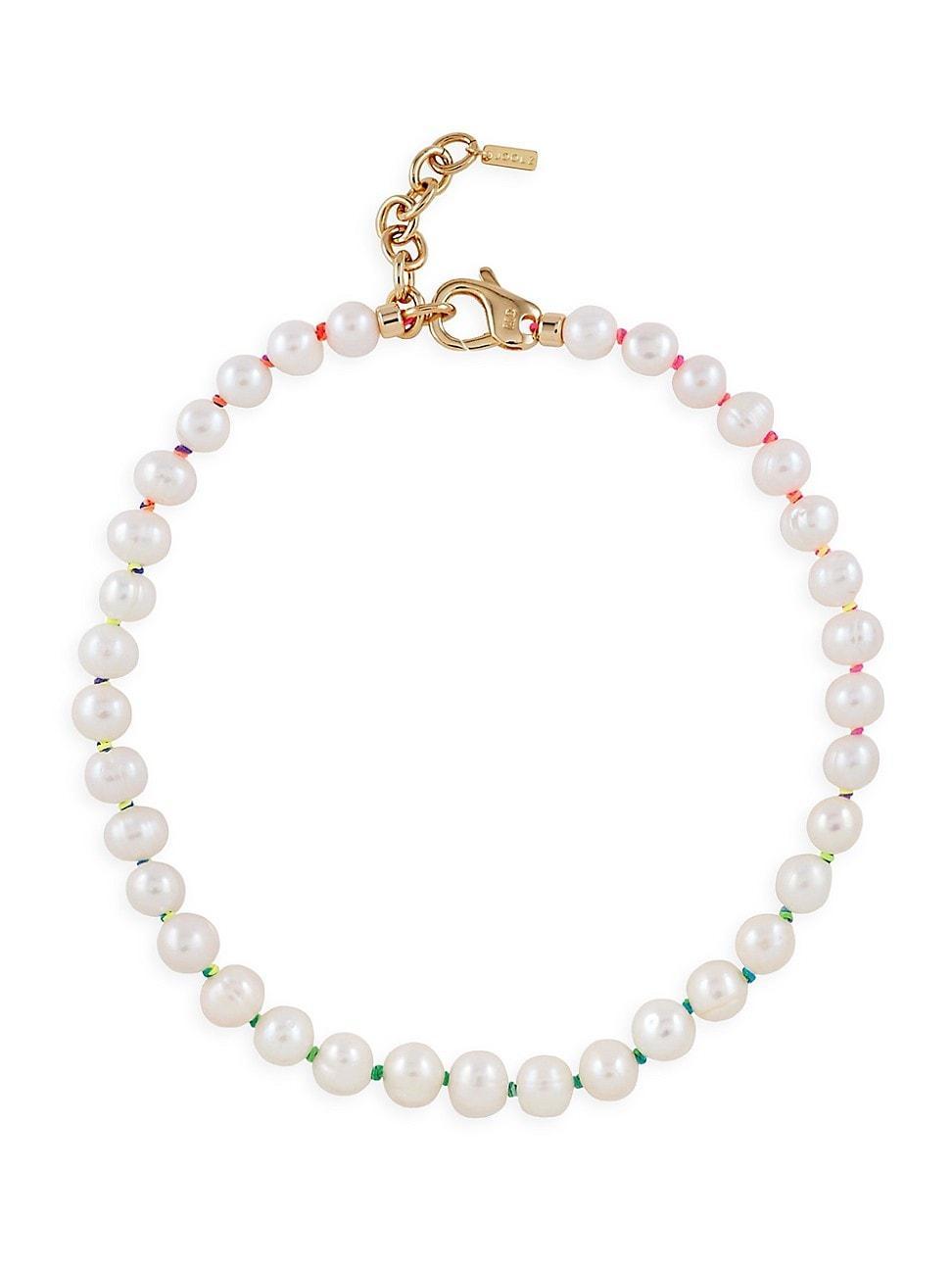 Womens 14K Gold-Plated & Freshwater Pearl Neon Knotted Necklace Product Image