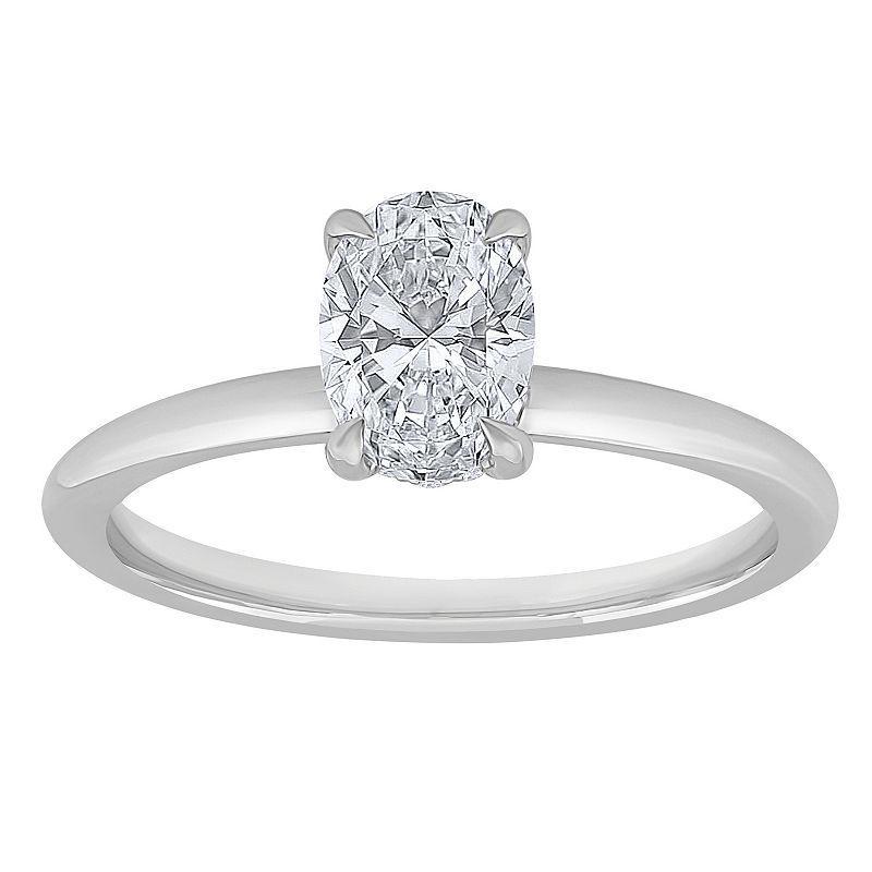 Diamond Medley 14k White Gold 1 Carat T.W. Lab-Grown Diamond Solitaire Plus Ring, Womens 14k Whgold Product Image