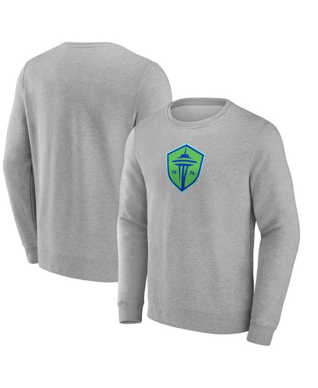 Mens Fanatics Heather Gray Seattle Sounders Fc Primary Logo Fleece Sweatshirt Product Image