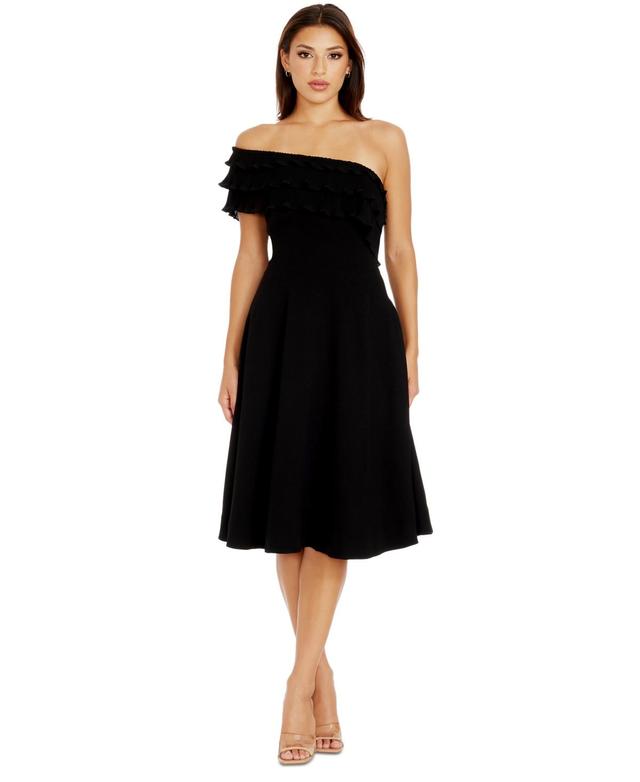 Dress the Population Womens Kristy One-Shoulder Ruffle Dress Product Image