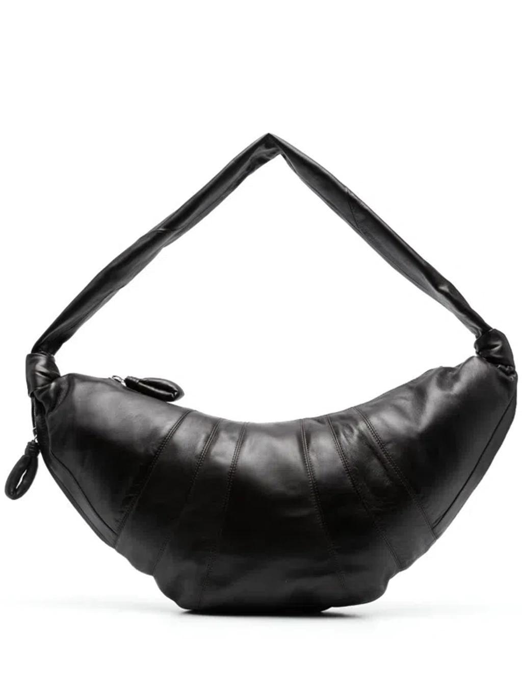 Large Croissant Leather Shoulder Bag In Brown Product Image