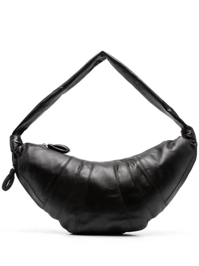 Large Croissant Leather Shoulder Bag In Brown Product Image