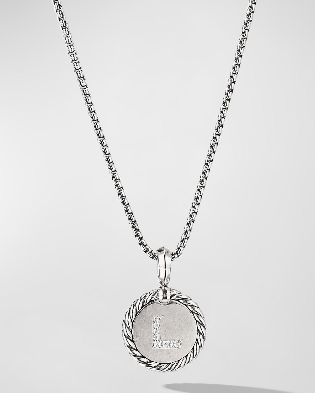 Womens M Initial Charm Necklace in Sterling Silver Product Image