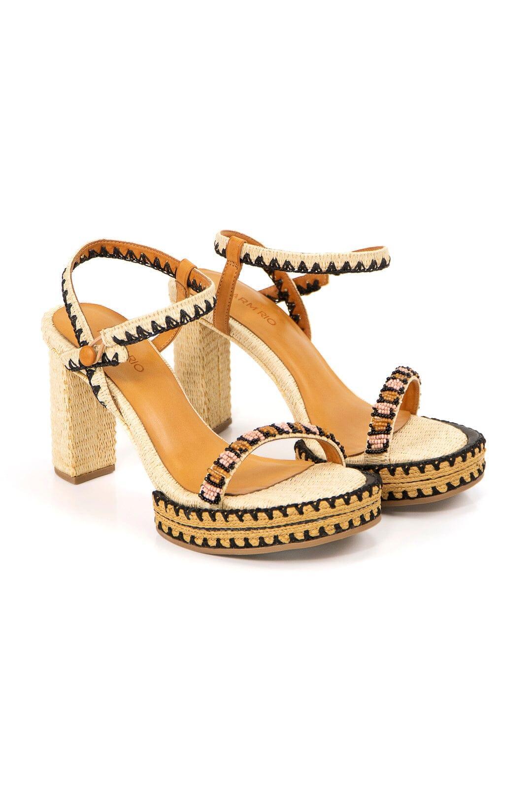 Beige Beaded Heel Platform Sandal product image