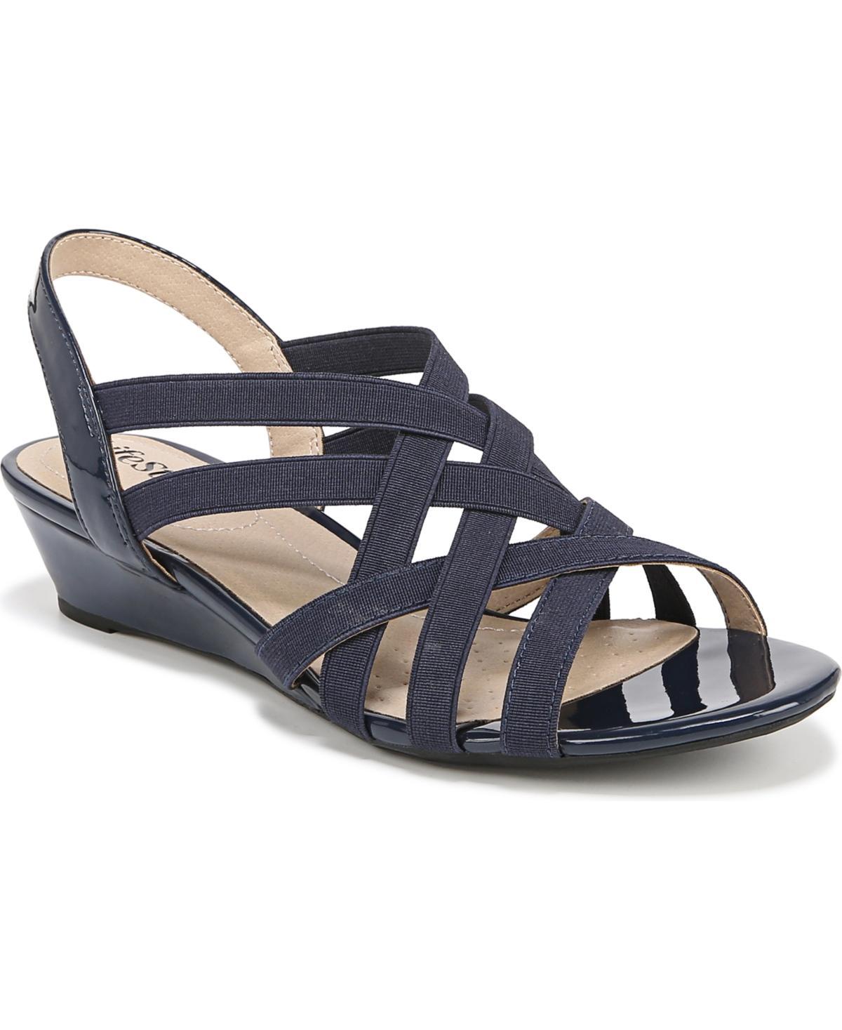 LifeStride Yung Strappy Wedge Sandals - Silver Faux Leather Product Image