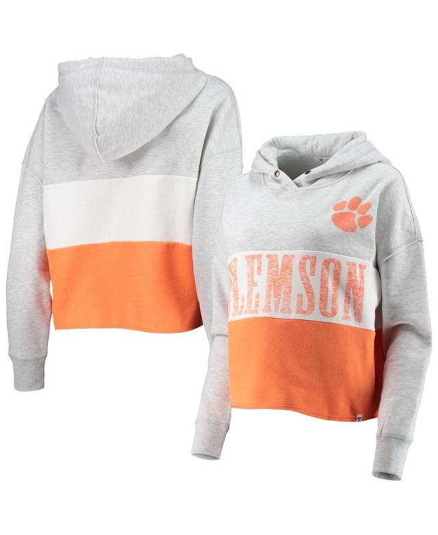 Womens 47 Heathered Gray Clemson Tigers Lizzy Colorblocked Cropped Pullover Hoodie - Heathered Gray Product Image