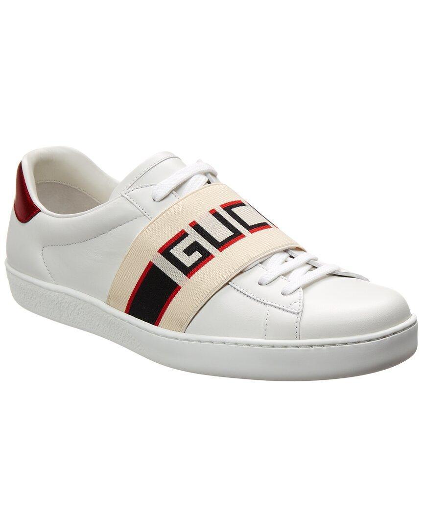 Stripe Leather Sneaker In White Product Image