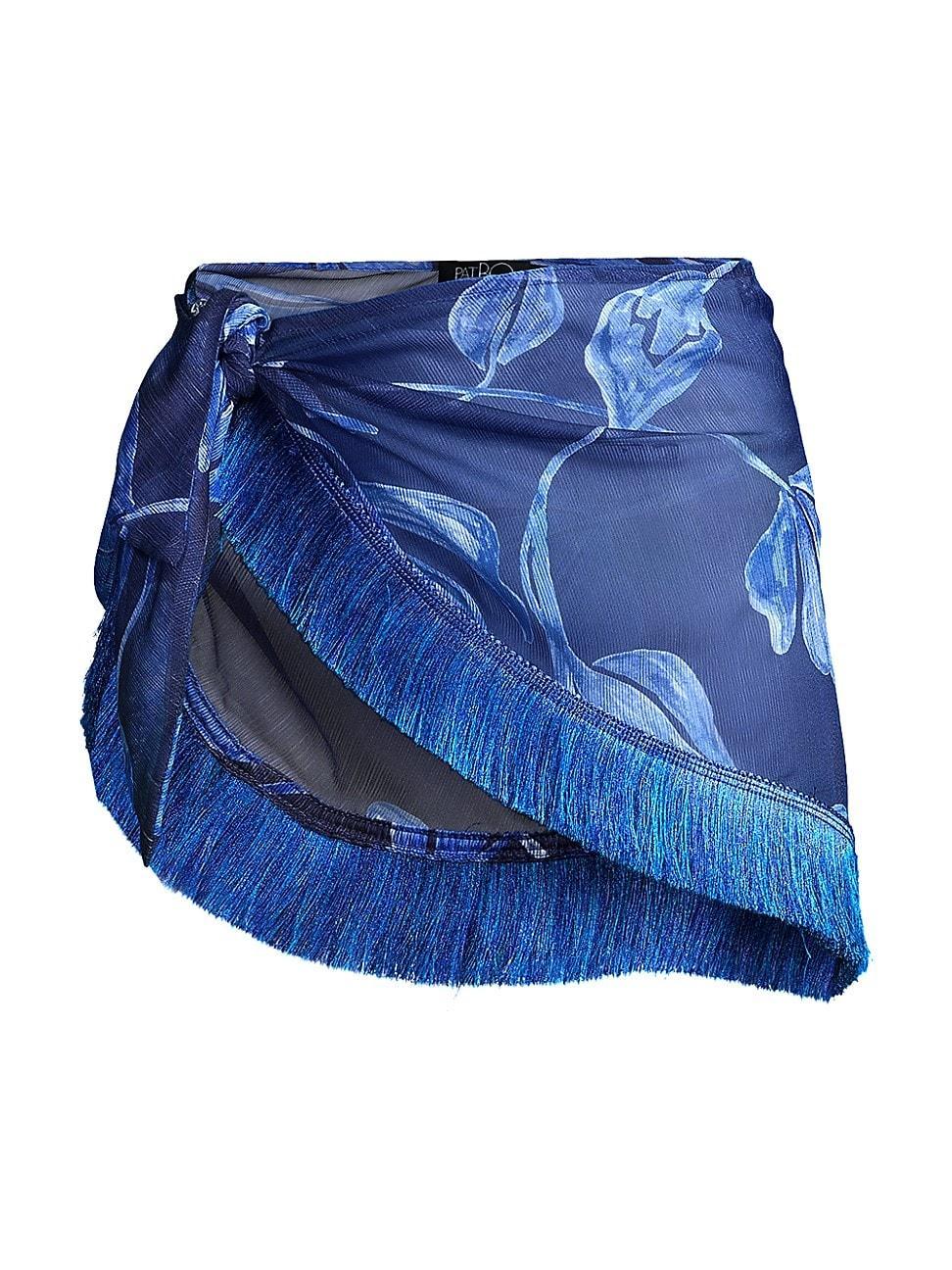 Womens Nightflower Floral & Fringe Sarong Product Image