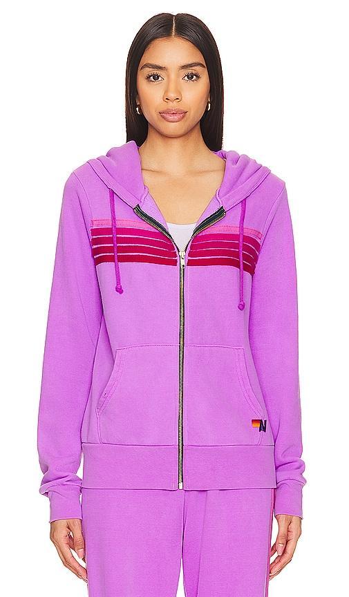 Aviator Nation 5 Stripe Zip Hoodie in Grey. - size L (also in XS, S, M, XL) Product Image