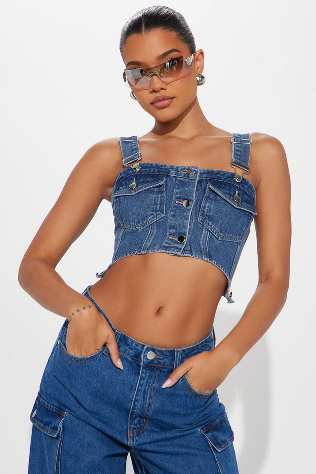 Small Town Denim Top - Medium Wash Product Image