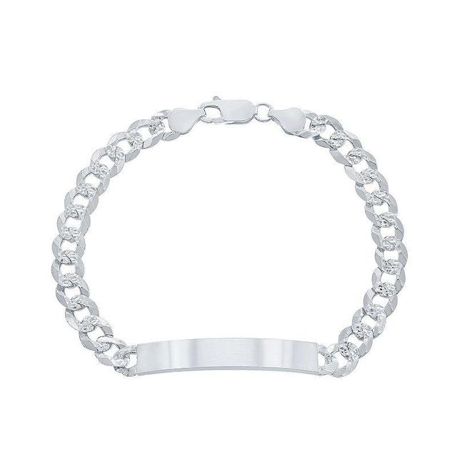 Sterling Silver Cubic Zirconia Cuban Chain ID Bracelet, Womens Product Image