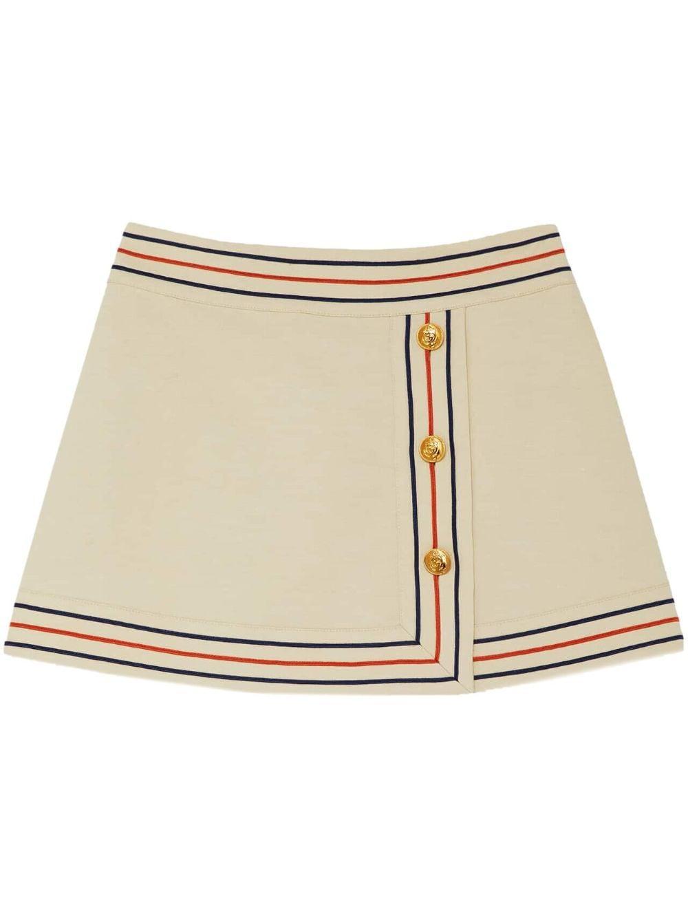 Striped Cotton Wrap Skirt In Ivory Product Image