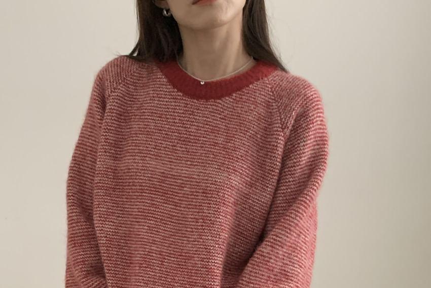 Round Neck Striped Sweater Product Image