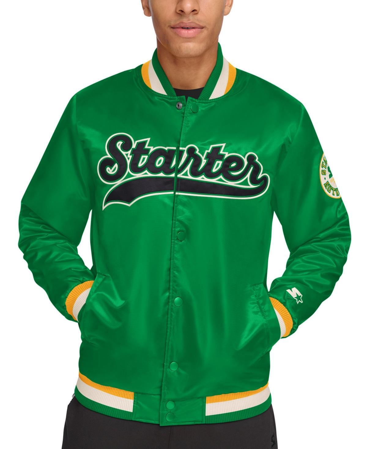 Starter Mens Classic-Fit Satin Varsity Bomber Jacket - Red Product Image