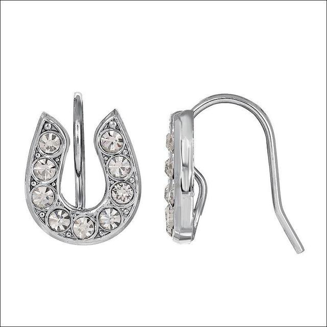 2028 Silver Tone Turquoise Horseshoe Wire Earrings Product Image