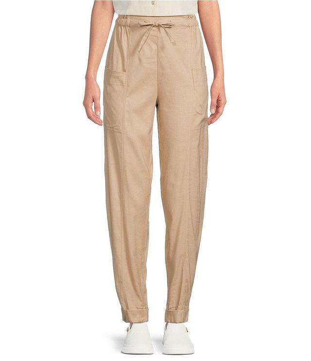 TILLEY Woven Linen Blend Drawcord Gathered Waist Pull-On Pants Product Image