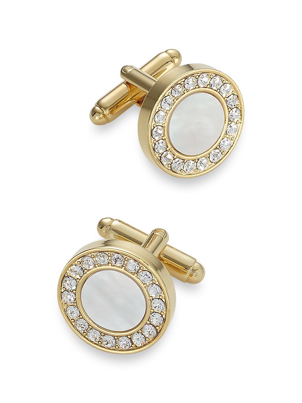 Mother of Pearl & Crystal Cufflinks - Silver Product Image