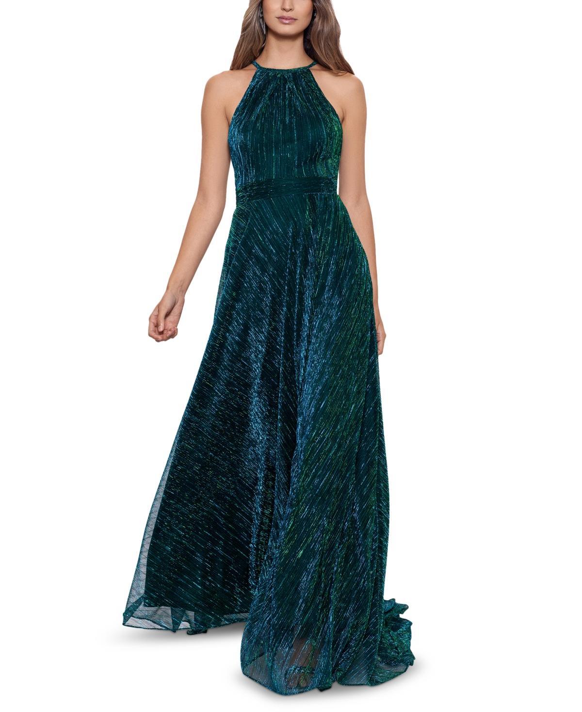 Betsy & Adam Metallic Crinkle Gown Product Image