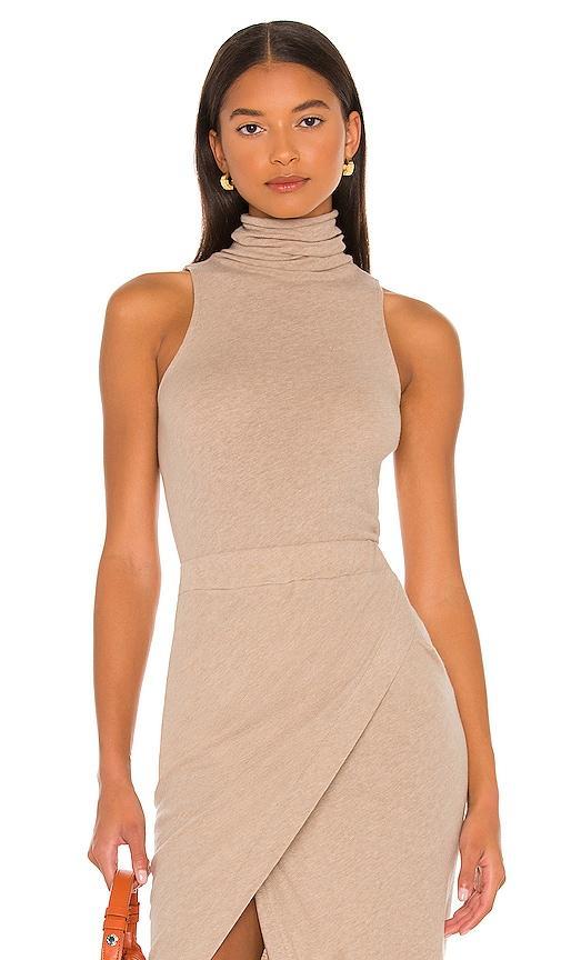 Enza Costa Cashmere Halter Turtleneck in Taupe. - size L (also in XL, XS) Product Image