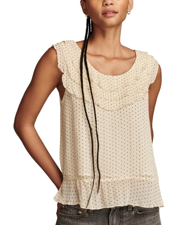 Lucky Brand Womens Dotted Ruffled Sleeveless Top Product Image