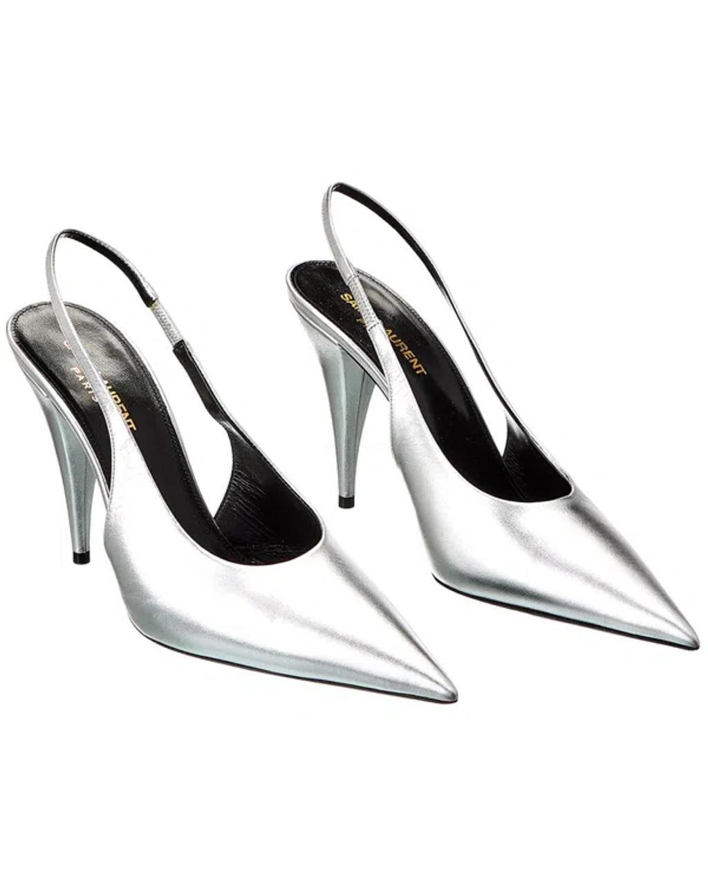 Titti 100 Leather Slingback Pump In Silver Product Image