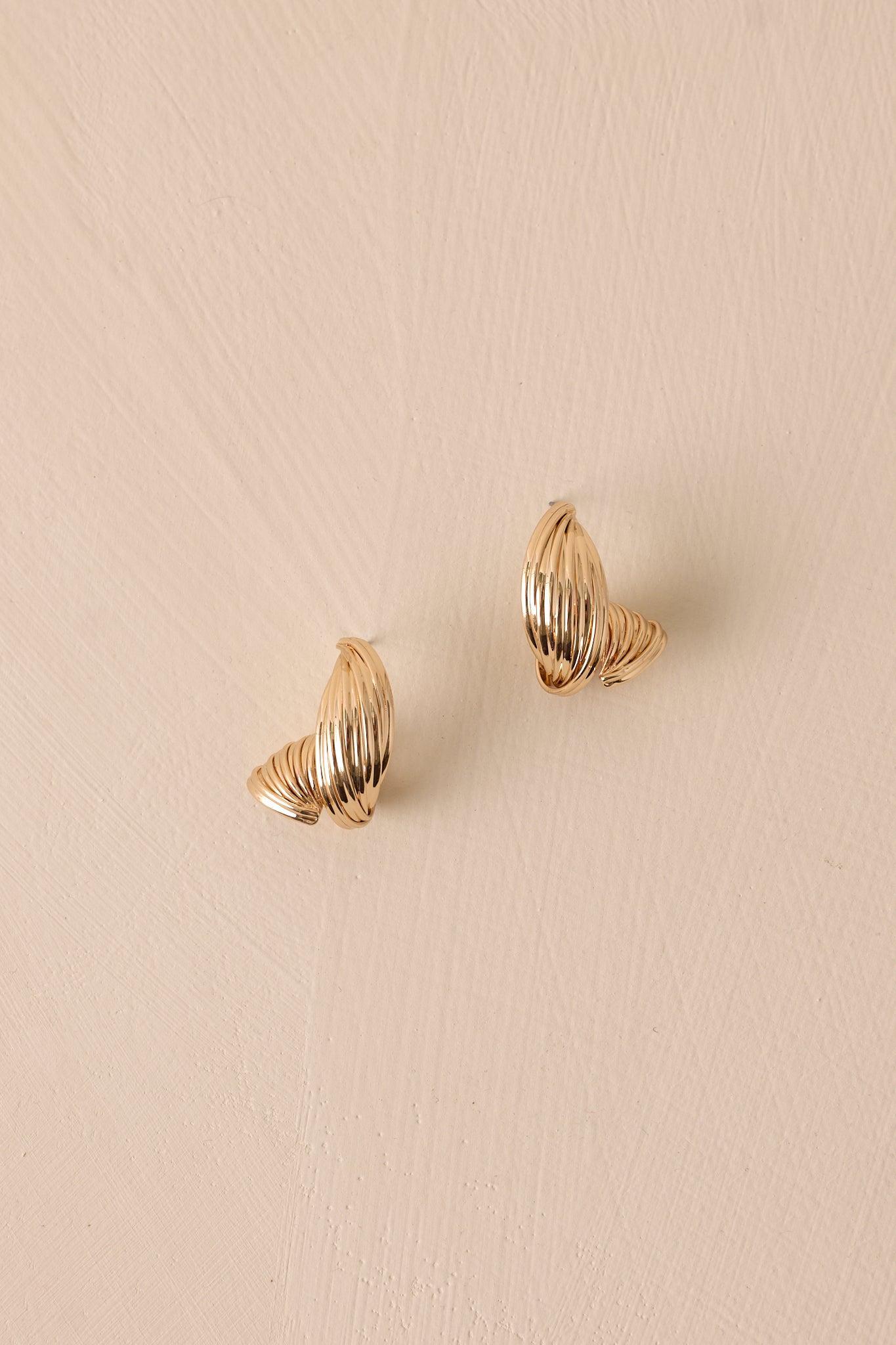 All And All Gold Textured Swirl Earrings Product Image