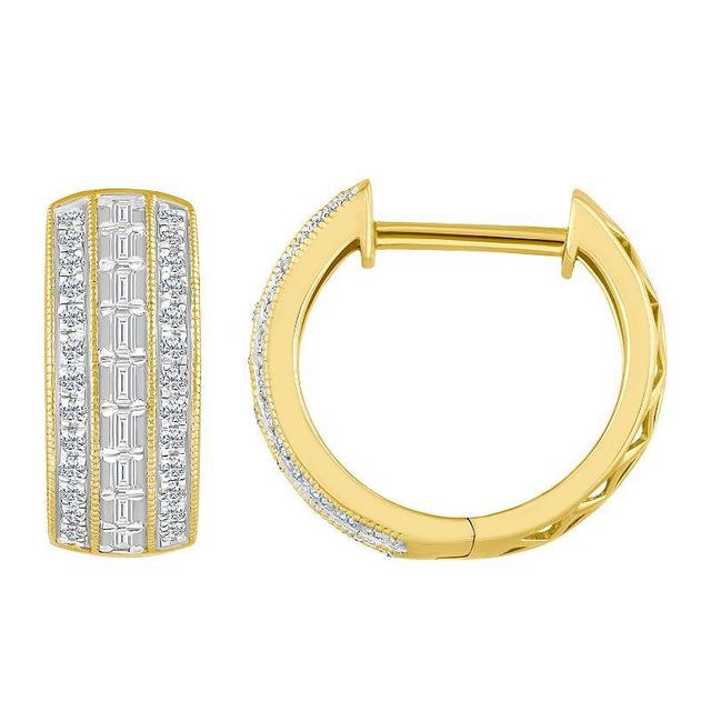 Celebration Gems 14K Gold 1/2 Carat T.W. Diamond Triple Row Hoop Earrings, Womens Product Image