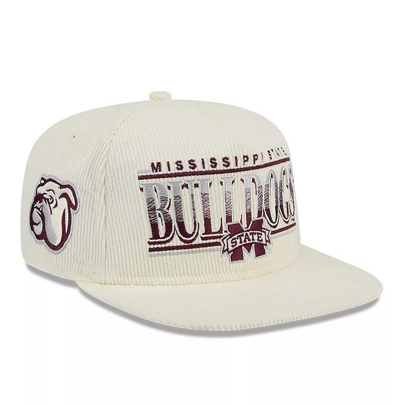 Mens New Era White Mississippi State Bulldogs Throwback Golfer Corduroy Snapback Hat Product Image