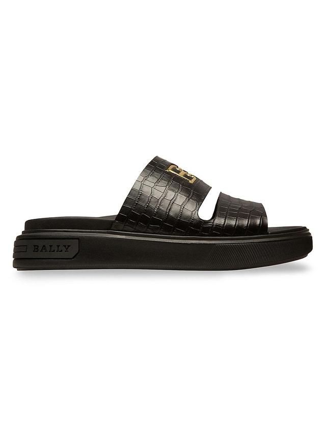 Mens Croc-Embossed Leather Sandals Product Image