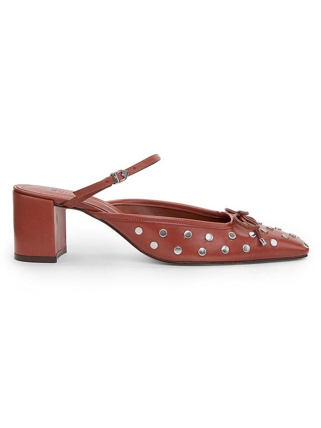 Womens Arissa Studded Leather Block-Heel Mules Product Image