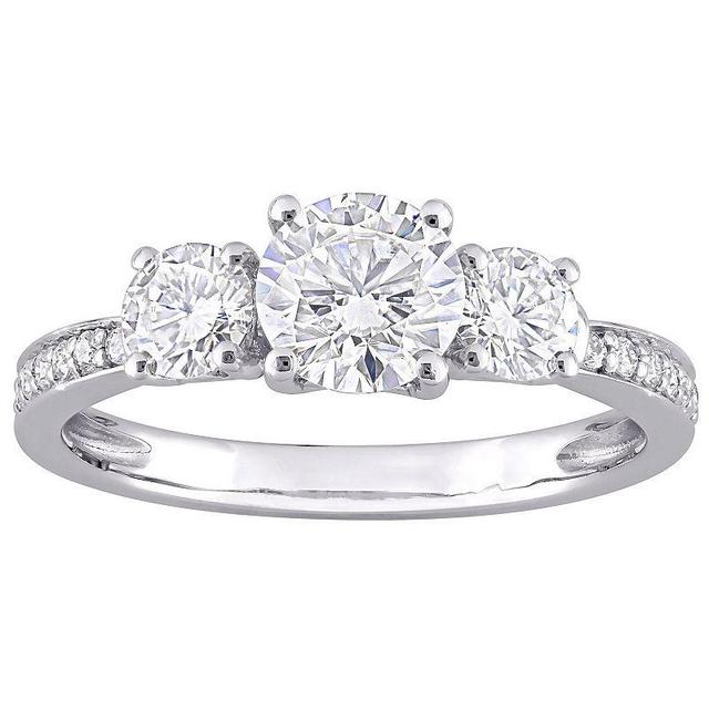 Stella Grace 10k White Gold 1 1/4 Carat T.W. Lab-Created Moissanite 3-Stone Engagement Ring, Womens Product Image