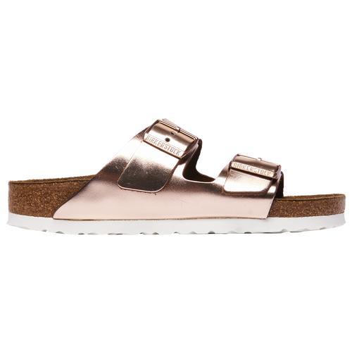 Birkenstock Arizona Soft Footbed - Metallic Leather (Copper Leather) Women's Dress Sandals Product Image