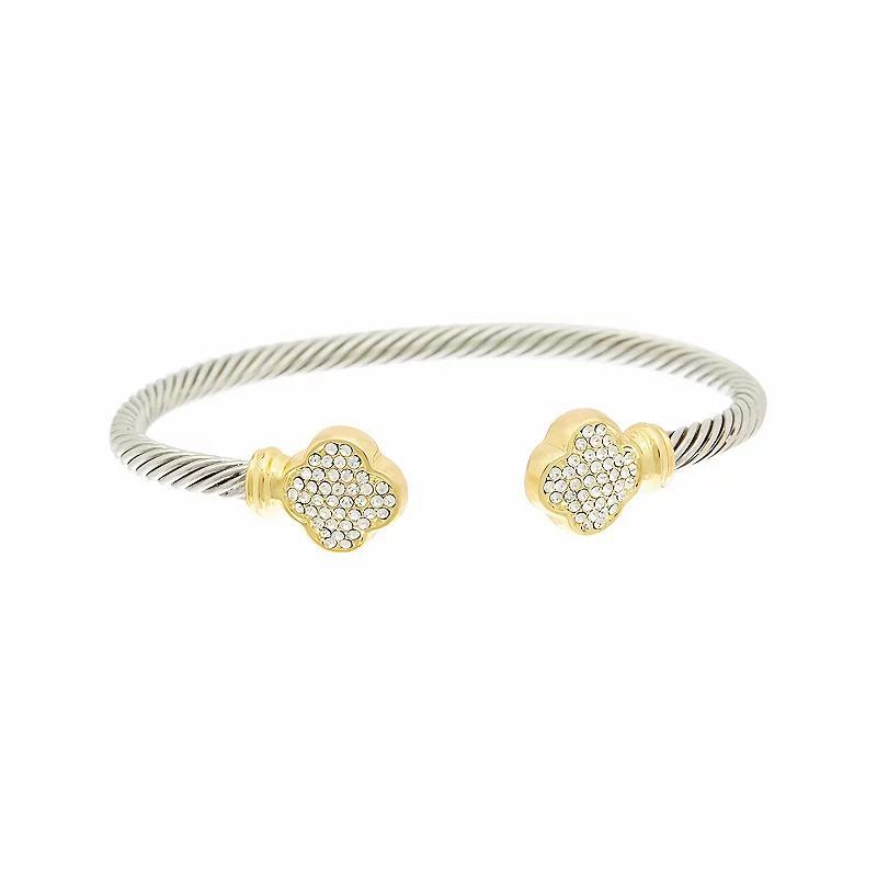 Juvell Two Tone 18k Gold Plated Cubic Zirconia Cuff Bracelet, Womens Product Image